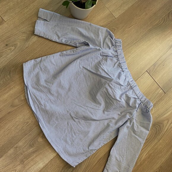 Zac & Rachel Off-the-Shoulder Blue Striped Blouse - Picture 9 of 10